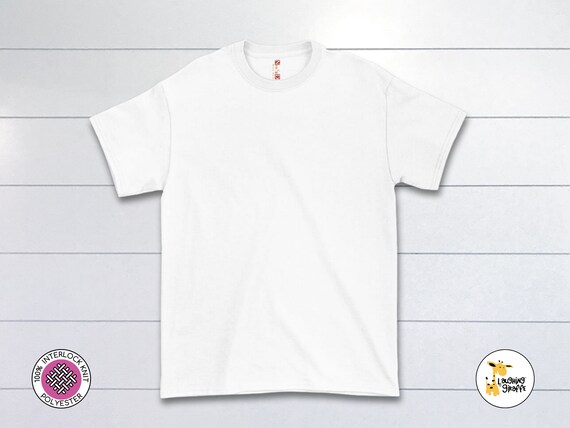 VOLWASSEN blanco T shirt met korte mouwen en ronde hals WIT 100 polyester Voelt aan als katoen Sublimatie doe het zelf Groothandel Neil David Etsy Nederland
