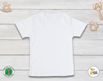 Baby T-Shirt mit kurzen Ärmeln - Superweich - Weiß - Rohlinge DIY - Lachende Giraffe