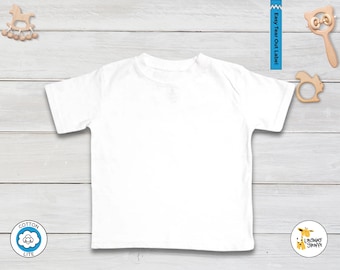 Baby Blank Short Sleeves T-Shirt -White - 100% Cotton Ringspun Super Soft -Tear Out Labels- Personalize-Screen Printing - Laughing Giraffe