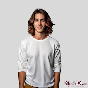 Men’s Long Sleeve T-Shirts l White l 100% Polyester l For Sublimation | Feels like Cotton | Neil & David Wholesale Blanks