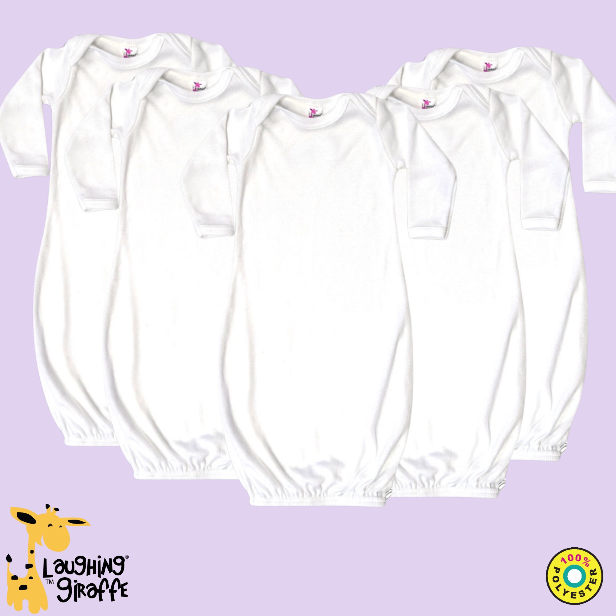 Baby Blank Long Sleeping Gown WHITE 100 Polyester Etsy