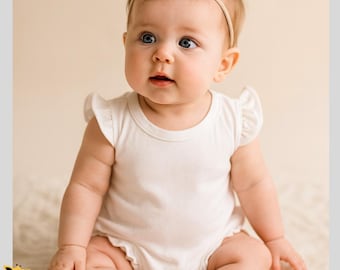 Baby Flutter Sleeve Bubble Rompers with Ruffles- 100% Polyester - The Laughing Giraffe
