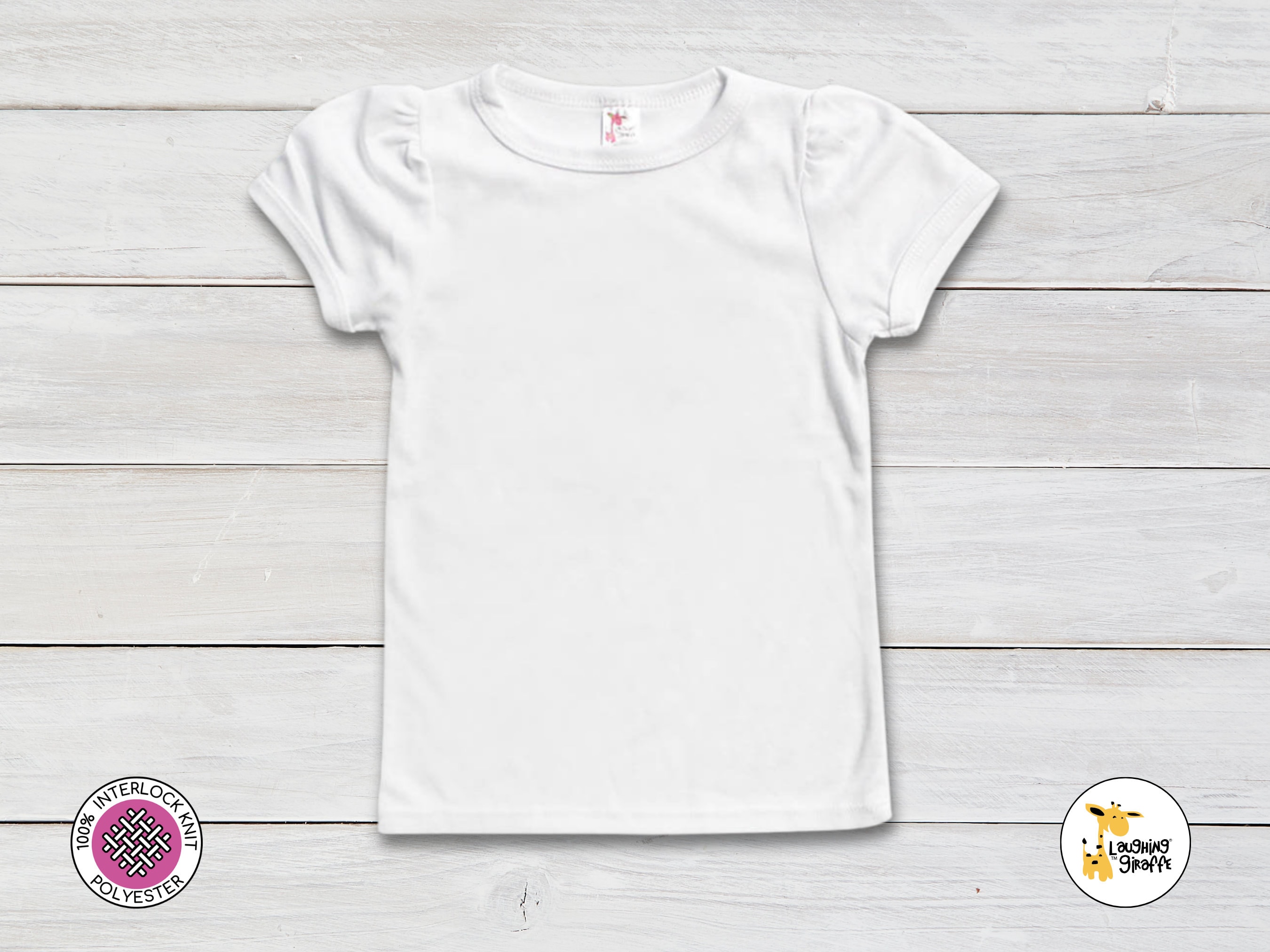 Kid Girl Textured Long Puff-sleeve Mock Neck Solid Color Tee