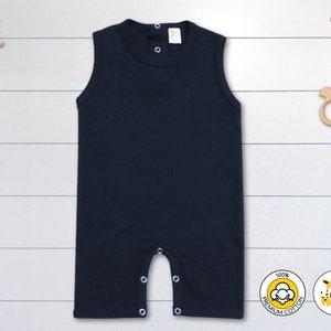 Black Baby Romper: Sleeveless Cotton Tank Top, Back-Snap Bodysuit