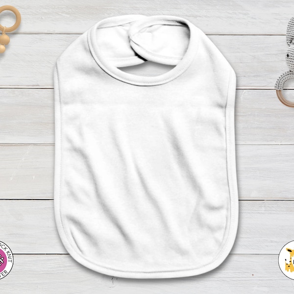 Baby Velcro Closure Bib 2-PLY | Sublimation | 100% Polyester | DIY Custom Personalize White Unisex Monogram - Laughing Giraffe Drool Bib