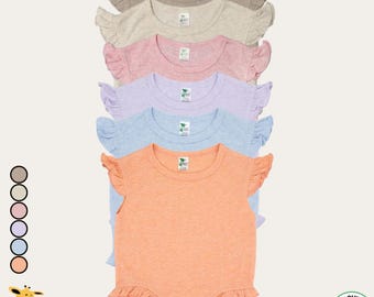 Luxe Flutter Sleeve Bubble Rompers with Ruffles – Polyester-Cotton Blend - The Laughing Giraffe