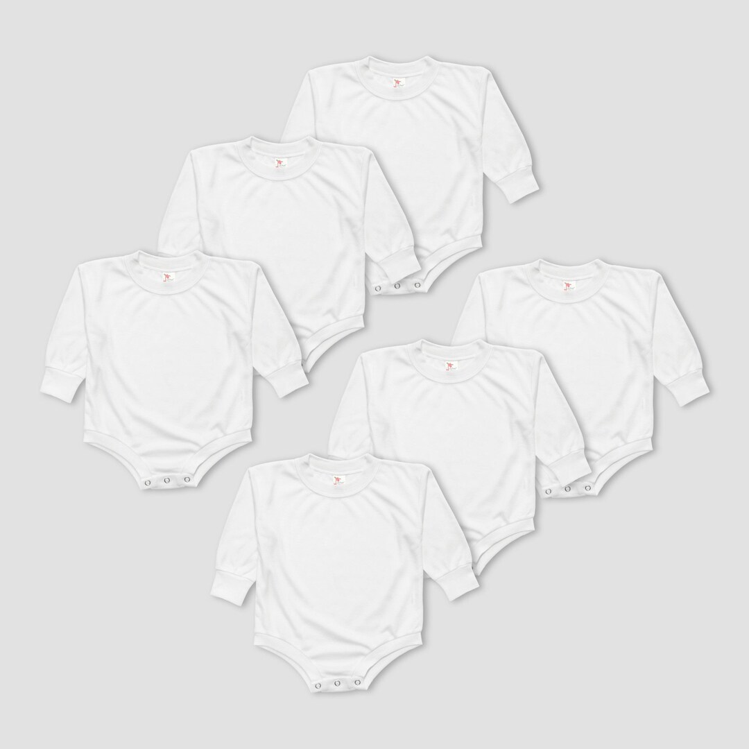 Blank Baby Bubble Romper 6 Pack White 100% Polyester for Sublimation