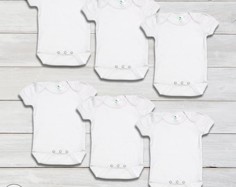 6-Pack | Baby Blank Bodysuit | Polyester Cotton Blend | Scallop Trim | Girly One Piece | White | Wholesale | Customizable | Personalized DIY