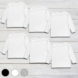 Toddler & Kids Long Sleeve T-Shirt (6-Pack): Poly Cotton Blend, DIY Ready