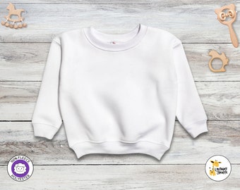 Baby Polyester Fleece Sweatshirt | White | Unisex | Personalize Custom Sublimation Embroidery Screen Print Monogram  DIY | Gender Neutral