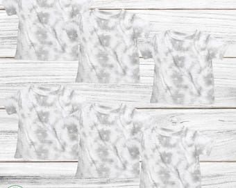 6-pack Toddler & Youth Short Sleeve T-Shirt - Pigment Dye Smoke and Latte - Blank - Embroidery Screen Printing - tie-dye look