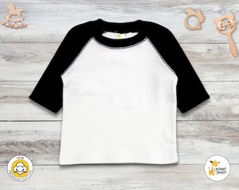 Baby Blank 3/4 Sleeves Baseball Raglan T-Shirts | RED or BLACK | Unisex | Personalize Custom Embroidery Screen Print DIY Monogram