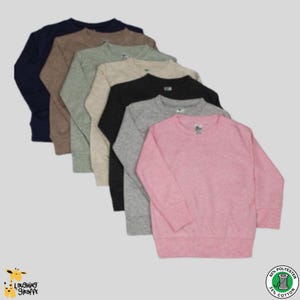 6-Pack l Luxe Toddler Long Sleeve Crew Neck Pullover Shirts – Polyester Cotton Blend | Wholesale Laughing Giraffe