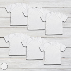 6-Pack | Toddler & Kids Blank Short Sleeve Crew Neck T-Shirt  WHITE 100% Polyester Personalize Custom Sublimation Embroidery Screen Printing