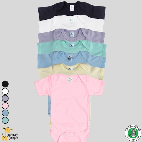 6-Pack Baby Bodysuit: Polycotton Blend, DIY Sublimation, Short Sleeve