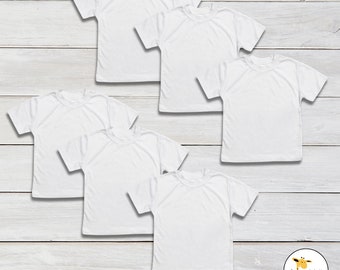 6-Pack | Baby Sublimation Blank Short Sleeves T-Shirt - WHITE - 100% Polyester -Personalize-Custom-Sublimation-Embroidery -Screen Printing