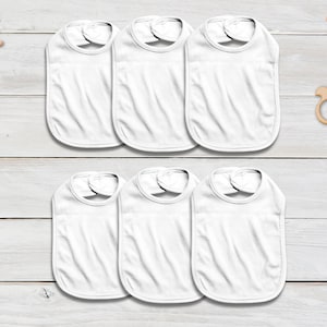 6-Pack | Baby Blank Bib 1-PLY | Sublimation | Wholesale Bulk | 100% Polyester | DIY Custom Personalize White