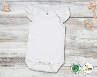 Body une pièce blanc vierge flottant pour bébé fille, mélange de coton et de polyester, sublimation à personnaliser avec monogramme de broderie personnalisé à faire soi-même