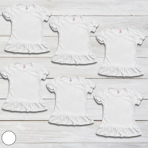 Toddler & Kids Youth Short Sleeve Puff Ruffle T-shirt 100% Polyester 6 Pack Sublimation Personalize Customize Embroidery DIY Monogram