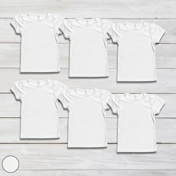 6-pack Toddler & Kid Girls Puff Sleeve T-shirt | White | 100