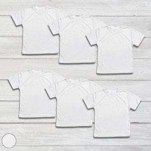 6-Pack Baby Sublimation Blank Short Sleeves T-Shirt WHITE 100% Polyester Personalize-Custom-Sublimation-Embroidery Screen Printing image 1