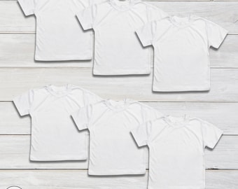 6er Pack | Baby Sublimation Blank Kurzarm T-Shirt - WEISS - 100% Polyester -Personalisieren-Custom-Sublimation-Stickerei -Siebdruck