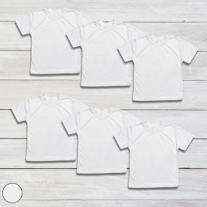 6-Pack Baby Sublimation Blank Short Sleeves T-Shirt WHITE 100% Polyester Personalize-Custom-Sublimation-Embroidery Screen Printing image 1