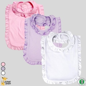 Laughing Giraffe Baby 2-ply Blank Ruffle Trim Bib Super Soft | Personalize Custom Sublimation Embroidery Screen Printing-Wholesale