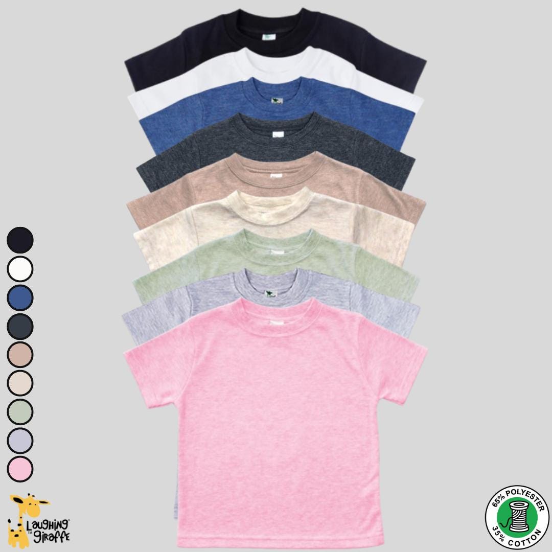 6-Pack | Laughing Giraffe Melange Toddler & Kids Short Sleeves Crew Neck T-Shirt - Blank Custom -Sublimation-Embroidery