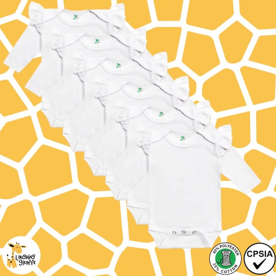 Baby Blank Sublimation Bodysuit 6-pack Polyester Blend Ruffle