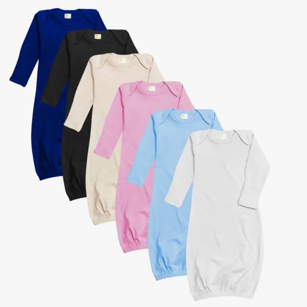 Baby Blank Long Sleeves Gown With Mittens Sleep Sack 100 Cotton