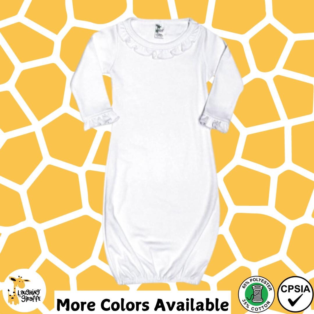 Baby Blank Long Sleeping Gown W/ Ruffle Trim 65 Polyester 35