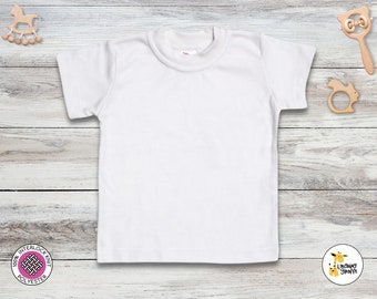 Camiseta Manga Corta Bebé Sublimación Blanco - BLANCO - 100% Poliéster -Personalizar-Personalizado-Sublimación-Bordado -Serigrafía