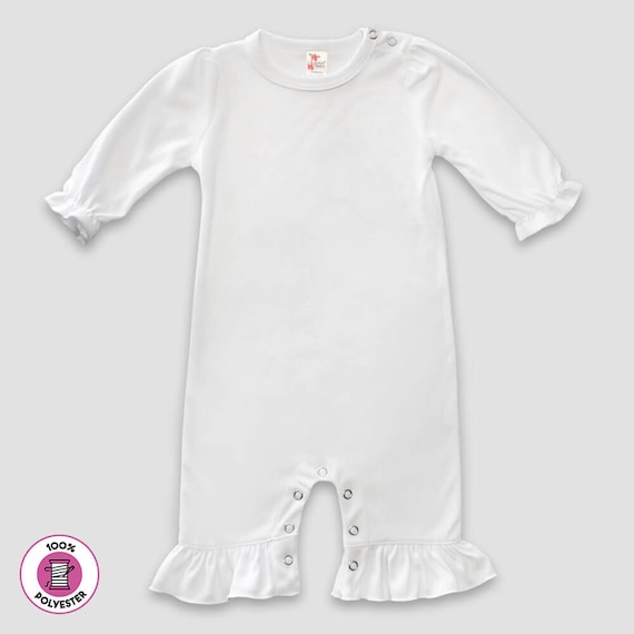 Baby Sleepers Embroidery Blanks Ruffle Baby Gown With Hidden