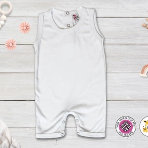 Baby Blank Sleeveless Romper Tank One Piece -WHITE -100% Polyester-Personalize-Custom-Sublimation-Embroidery -Screen Printing