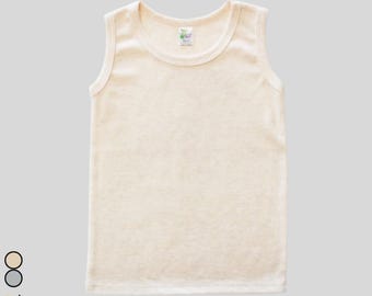 Toddler Tank Top: Heather Gray or Oatmeal Beige Cotton Blend Sleeveless Shirt