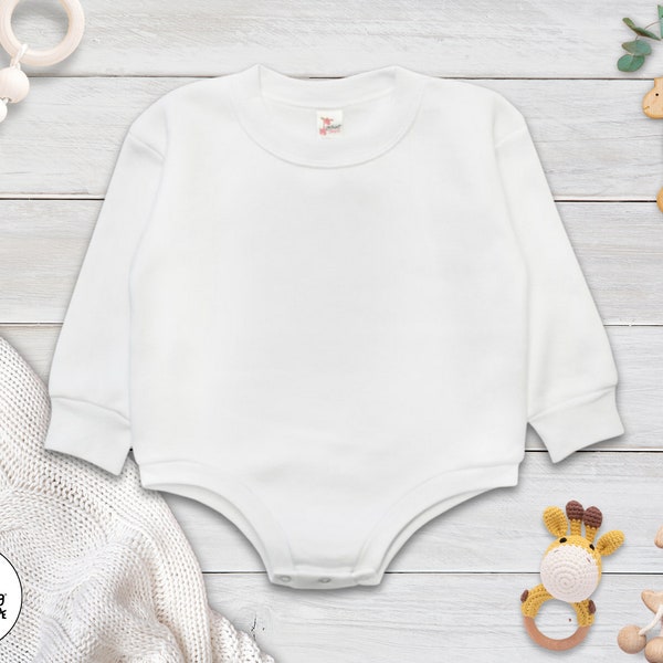 Laughing Giraffe® Blank Baby Bubble Sweatshirt Romper - For Sublimation - Fleece Sweatshirt Embroidery
