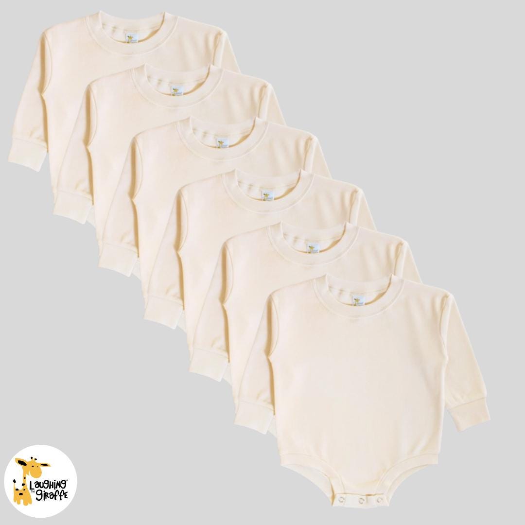 6-pack Laughing Giraffe® Luxe Cotton Baby Romper: Natural Blank