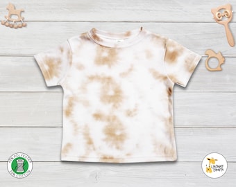 Baby Short Sleeves T-Shirt - Pigment Tie Dye Latte - Personalize Embroidery Screen Printing Tie Dye look - Laughing Giraffe wholesale