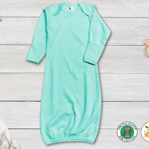 Baby Blank Long Sleeves Gown With Mitten Cuffs- Pastel- 65% Polyester 35 Cotton- Personalize-Custom-Sublimation-Embroidery -Screen Printing