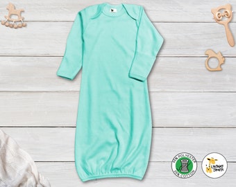 Baby Blank Long Sleeves Gown With Mitten Cuffs- Pastel- 65% Polyester 35 Cotton- Personalize-Custom-Sublimation-Embroidery -Screen Printing