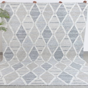 Gray Scandinavian Nordic Kilim Flatweave High Quality Wool Rug, Customize in any size-Tn-41