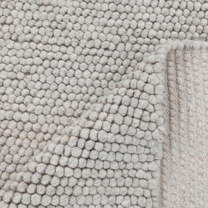 Light Grey Chunky  Felted Soft Wool Rug Modern Design Hand Woven Wool Flatweave Rug, Customize in any size-4758 tn-75