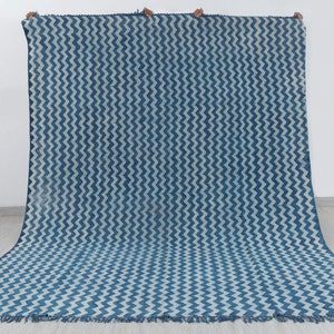 Blue Indigo Hand Woven Cotton Flatweave Kilim Rug, Boho Blue Rug...#AA-10 Sizes 5x8,6x9,8x10,9x12