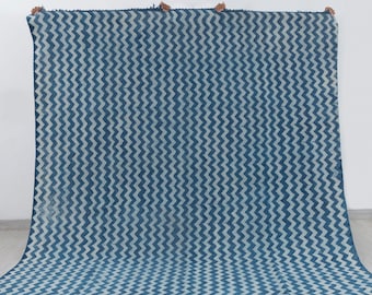 Blue Indigo Hand Woven Cotton Flatweave Kilim Rug, Boho Blue Rug...#AA-10 Sizes 5x8,6x9,8x10,9x12