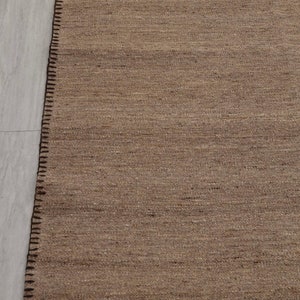 Light Brown Taupe Fine Weave Premium Wool Hand Woven Flatweave Kilim High Quality Boho Solid Plain Rug-HWP, CUSTOMIZE in any SIZE. ym-4 NA2