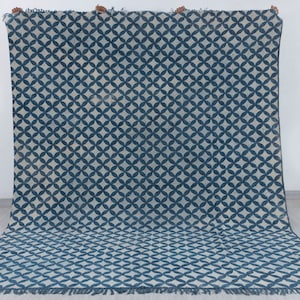 Blue Indigo White Hand Block Hand Woven Cotton Flatweave Kilim Rug, Boho Blue Rug...#AA-11 Sizes 5x8,6x9,8x10,9x12