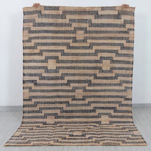 Natural Jute Black High Quality Hand Woven Geometric Boho Style Rug,- CUSTOMISE in any size Tn-54