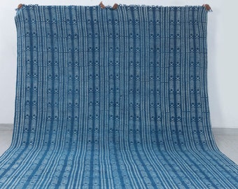 Blue Indigo Hand Woven Cotton Flatweave Kilim Rug, Boho Blue Rug...#AA-17 Sizes 5x8,6x9,8x10,9x12