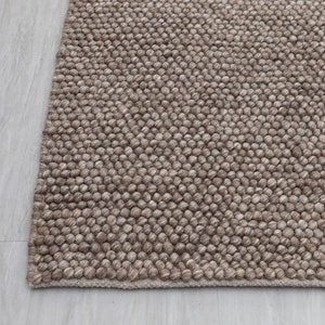 Brown Grey Natural Wool Pebble Hand Woven Chunky High Quality Rug,Scandinavian Nordics Decor TN-78